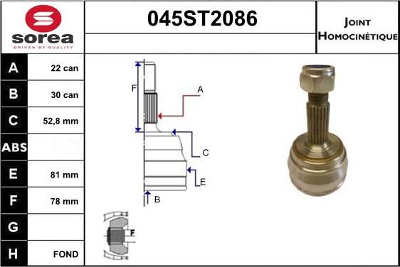 STARTCAR 045ST2086 - Joint Kit, drive shaft www.autospares.lv