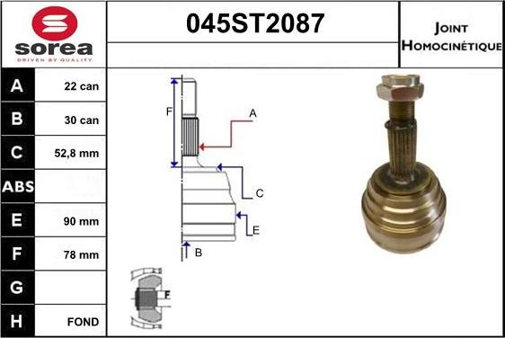 STARTCAR 045ST2087 - Šarnīru komplekts, Piedziņas vārpsta autospares.lv