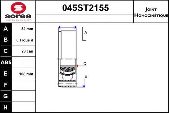 STARTCAR 045ST2155 - Шарнирный комплект, ШРУС, приводной вал www.autospares.lv