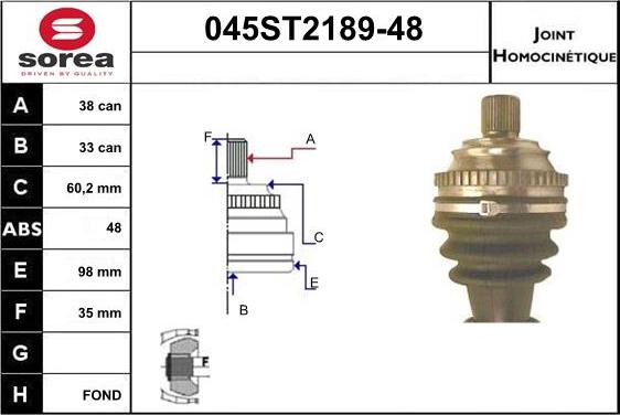 STARTCAR 045ST2189-48 - Joint Kit, drive shaft www.autospares.lv