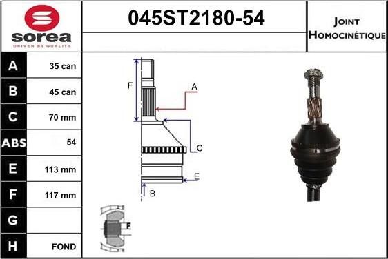 STARTCAR 045ST2180-54 - Šarnīru komplekts, Piedziņas vārpsta autospares.lv