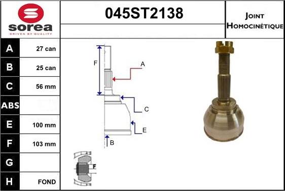 STARTCAR 045ST2138 - Šarnīru komplekts, Piedziņas vārpsta www.autospares.lv