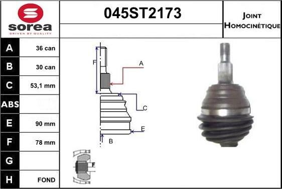 STARTCAR 045ST2173 - Šarnīru komplekts, Piedziņas vārpsta autospares.lv