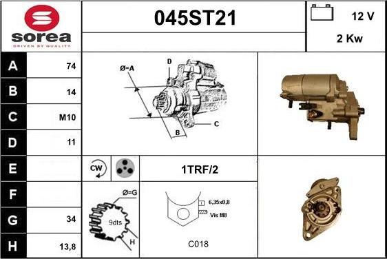 STARTCAR 045ST21 - Starteris autospares.lv