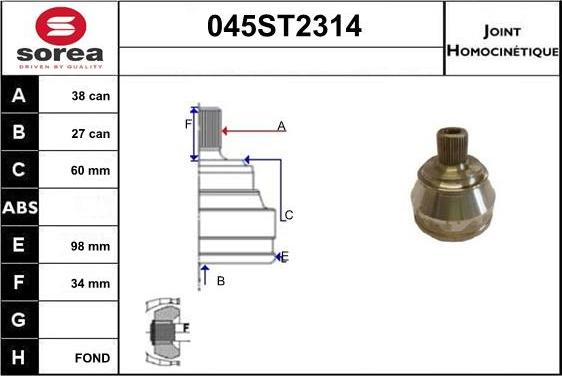 STARTCAR 045ST2314 - Joint Kit, drive shaft www.autospares.lv