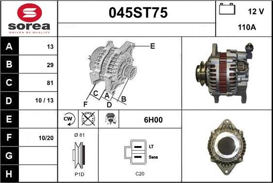 STARTCAR 045ST75 - Alternator www.autospares.lv