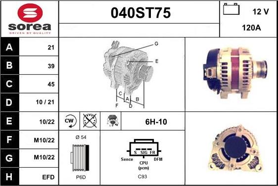 STARTCAR 040ST75 - Alternator www.autospares.lv