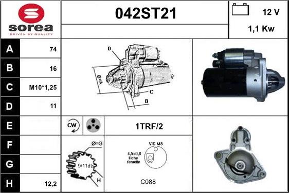 STARTCAR 042ST21 - Starteris autospares.lv