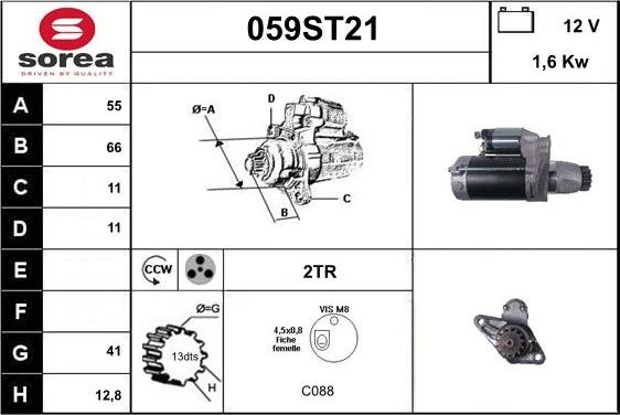 STARTCAR 059ST21 - Стартер www.autospares.lv