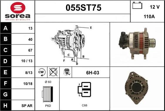 STARTCAR 055ST75 - Генератор www.autospares.lv