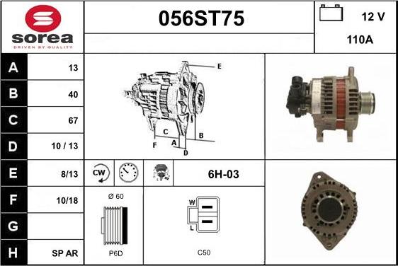 STARTCAR 056ST75 - Ģenerators www.autospares.lv