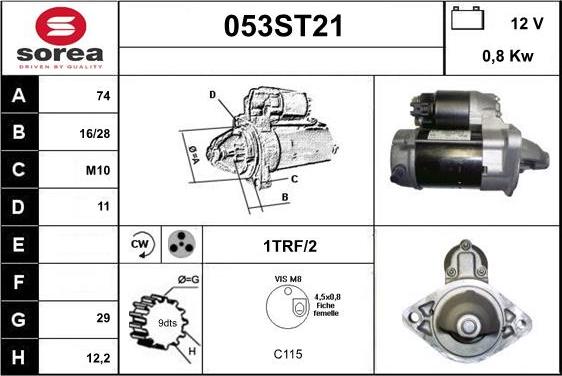 STARTCAR 053ST21 - Starteris autospares.lv