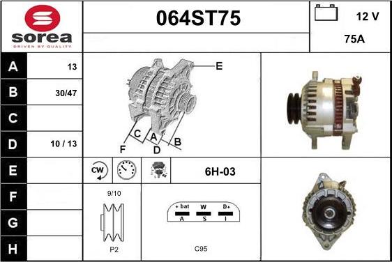 STARTCAR 064ST75 - Ģenerators autospares.lv