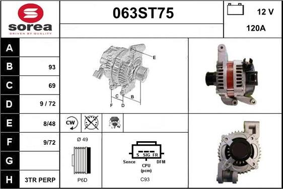 STARTCAR 063ST75 - Ģenerators www.autospares.lv