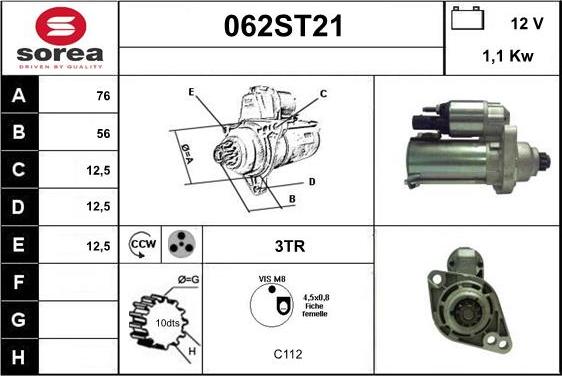 STARTCAR 062ST21 - Starteris www.autospares.lv