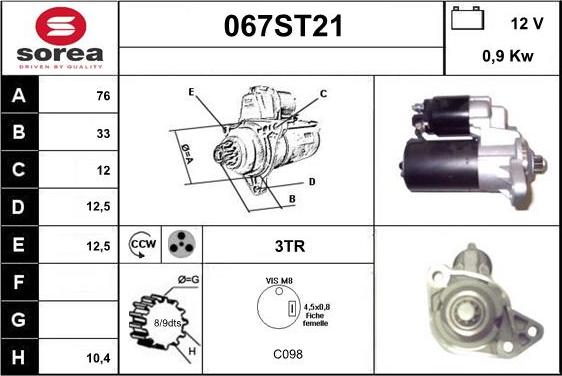 STARTCAR 067ST21 - Starteris autospares.lv