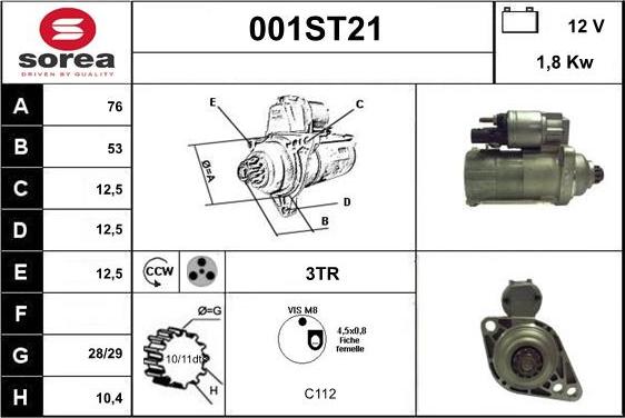 STARTCAR 001ST21 - Starteris autospares.lv