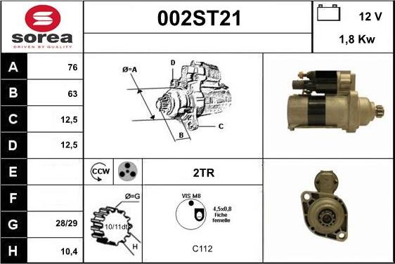 STARTCAR 002ST21 - Starteris autospares.lv