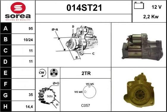 STARTCAR 014ST21 - Starter www.autospares.lv