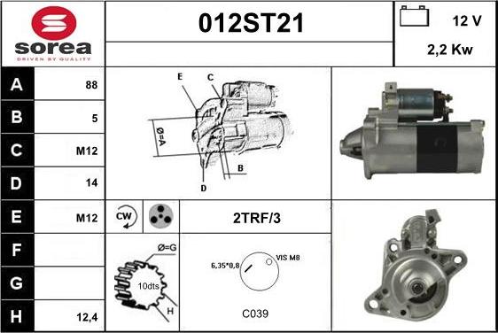 STARTCAR 012ST21 - Starteris autospares.lv