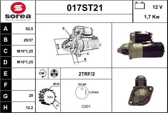 STARTCAR 017ST21 - Starteris autospares.lv