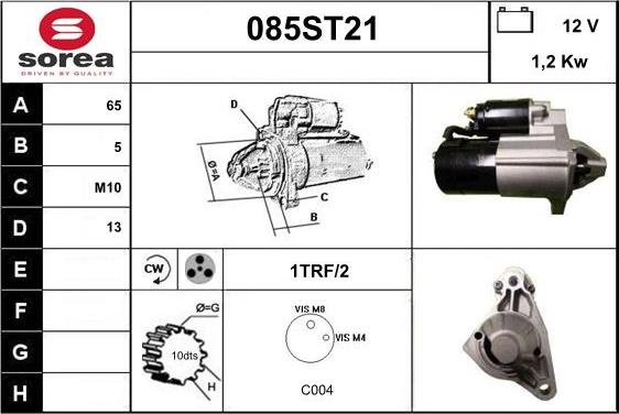 STARTCAR 085ST21 - Starteris autospares.lv