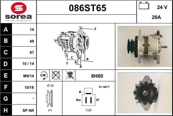 STARTCAR 086ST65 - Ģenerators autospares.lv