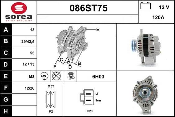 STARTCAR 086ST75 - Ģenerators autospares.lv