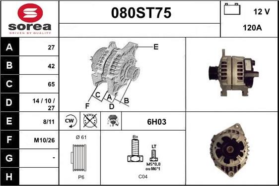 STARTCAR 080ST75 - Ģenerators autospares.lv