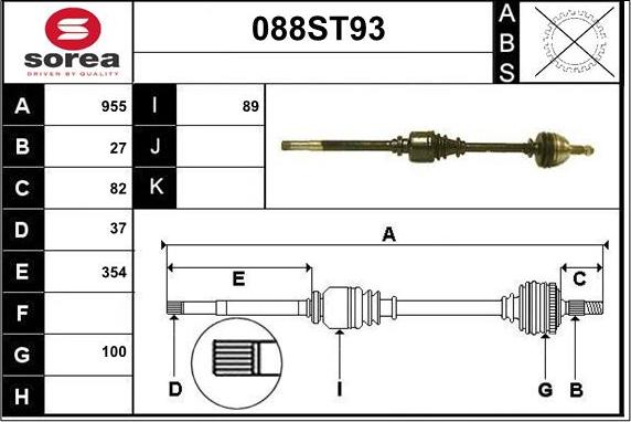 STARTCAR 088ST93 - Piedziņas vārpsta www.autospares.lv