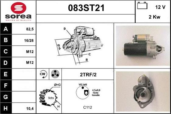 STARTCAR 083ST21 - Starter www.autospares.lv