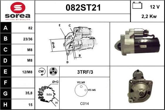 STARTCAR 082ST21 - Starteris www.autospares.lv