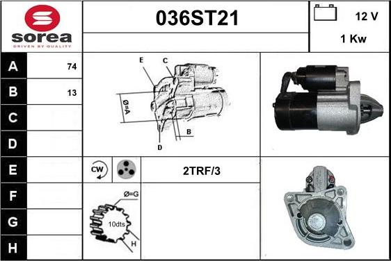 STARTCAR 036ST21 - Стартер www.autospares.lv