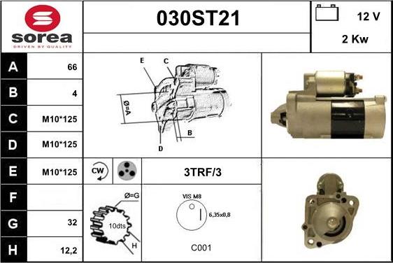 STARTCAR 030ST21 - Starteris autospares.lv