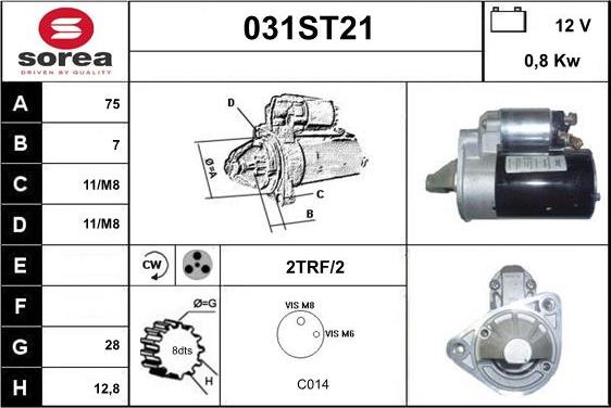 STARTCAR 031ST21 - Starteris autospares.lv