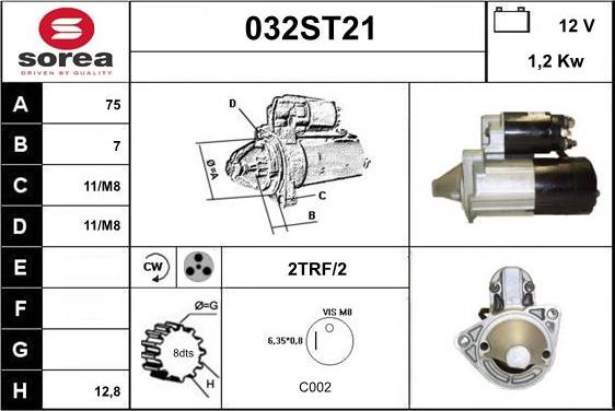 STARTCAR 032ST21 - Стартер www.autospares.lv