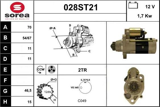 STARTCAR 028ST21 - Стартер www.autospares.lv