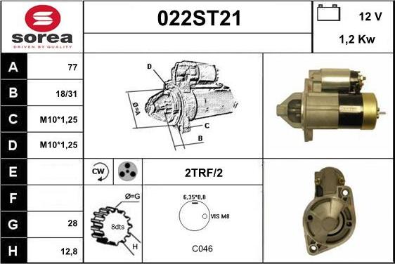 STARTCAR 022ST21 - Starter www.autospares.lv