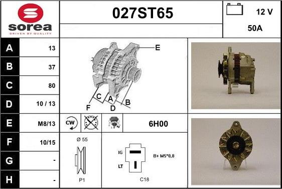 STARTCAR 027ST65 - Alternator www.autospares.lv