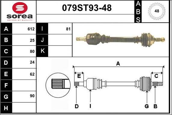 STARTCAR 079ST93-48 - Piedziņas vārpsta autospares.lv