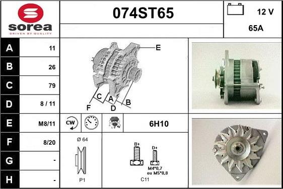 STARTCAR 074ST65 - Alternator www.autospares.lv