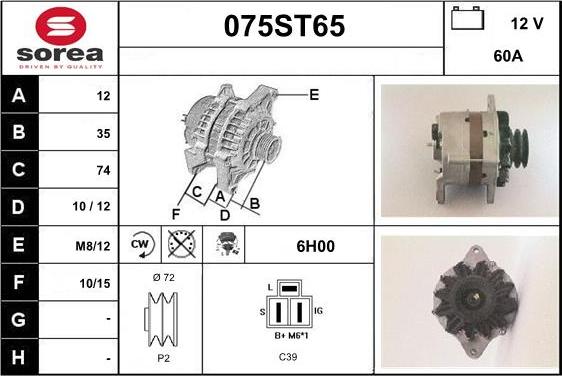 STARTCAR 075ST65 - Alternator www.autospares.lv