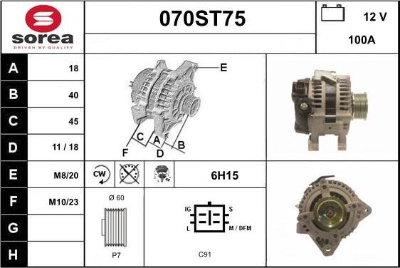 STARTCAR 070ST75 - Ģenerators www.autospares.lv