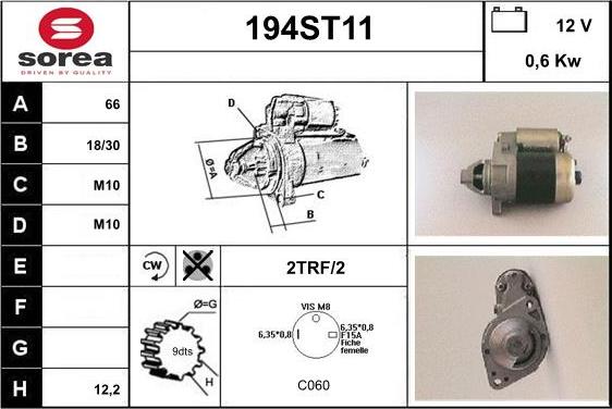 STARTCAR 194ST11 - Starteris www.autospares.lv