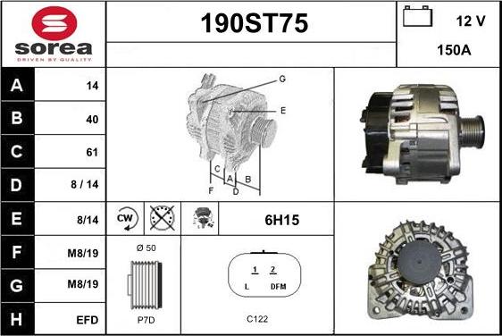 STARTCAR 190ST75 - Генератор www.autospares.lv