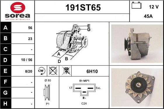 STARTCAR 191ST65 - Alternator www.autospares.lv