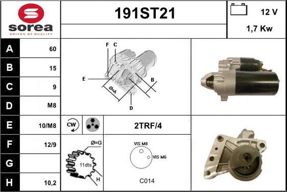 STARTCAR 191ST21 - Starteris www.autospares.lv