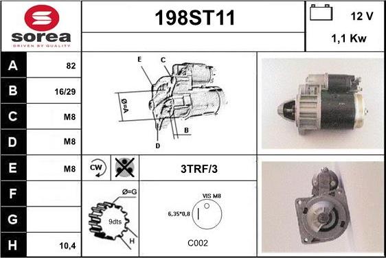 STARTCAR 198ST11 - Starteris autospares.lv