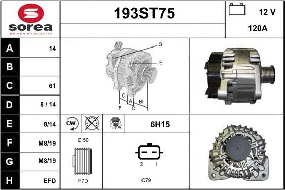 STARTCAR 193ST75 - Ģenerators autospares.lv