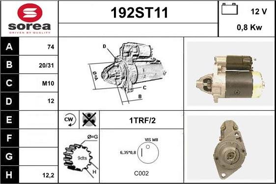 STARTCAR 192ST11 - Starteris www.autospares.lv